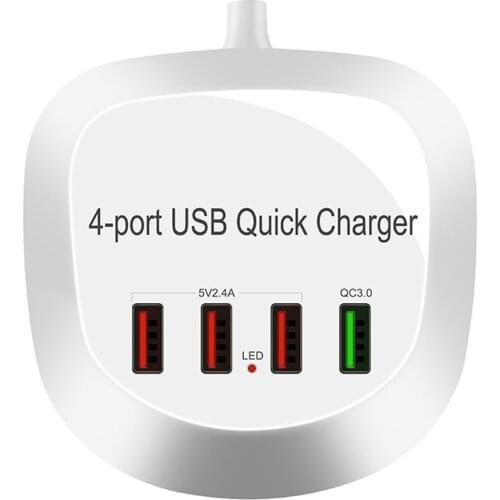 4 Ports Quick Charge 3.0 USB Charger HUB Adapter Portable Travel Phone Charger Fast Charger Charging Station For iPhone Samsung