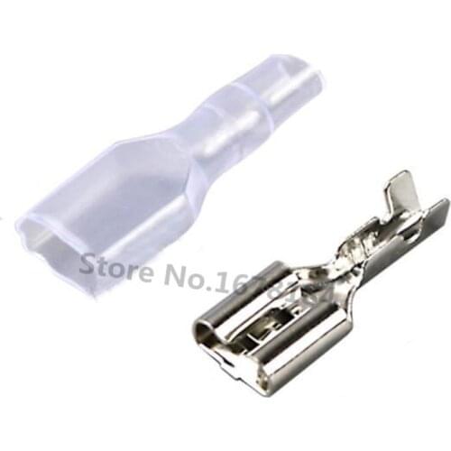 6.3 mm with transparent sheath inserted spring 6.3mm Female connector terminal Faston with insulator for wire