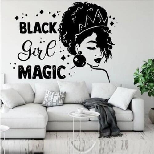Blessing Bedroom Gift Vinyl Sticker African Girl Magic Wall Art Decals Beautiful Girl Beauty Decoration African Women Decals