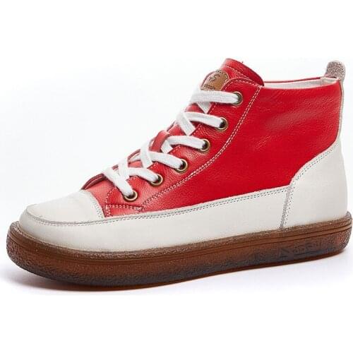 ZXRYXGS New spell color top soft cowhide full genuine leather boots women sneakers flat ankle boots casual shoes Womens boots