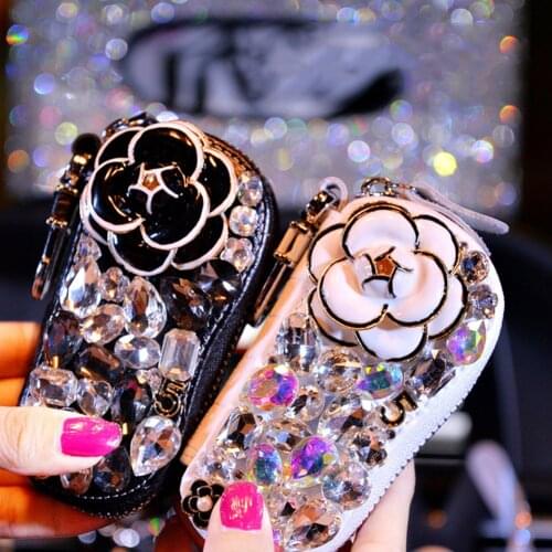 Car Key Case Flower Storage Bag Rhinestones Beautiful Girl For Volkswagen Mercedes-Benz BMW Audi Buick Honda NissanToyota Nice