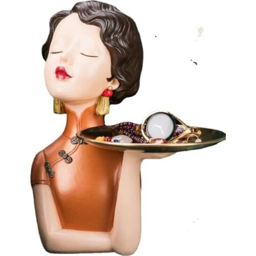 Chinese Cheongsam Girls Storage Ornaments Creative Living Room Bedroom Porch Resin Ornaments Give Friends Birthday Gifts