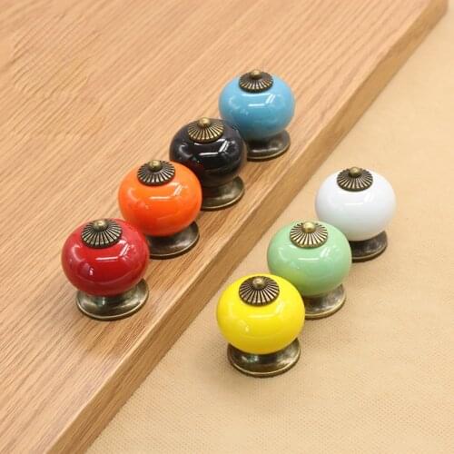 Colored Ceramic Desk Drawer Knobs Cabinet Cupboard Handles Simple Design Knobs Single Hole Handles Kitchen Furniture Hardware