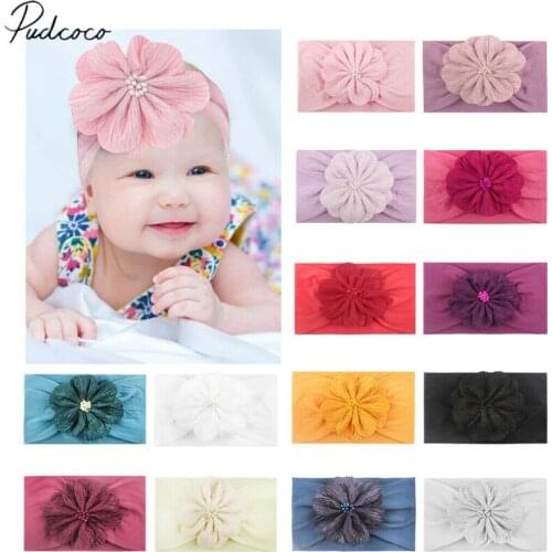 2019 Baby Accessories Infant Kid Girl Boy Baby Headband Toddler Lace Bow Flower Hair Band Big Flower Elastic Headwear Photo Prop
