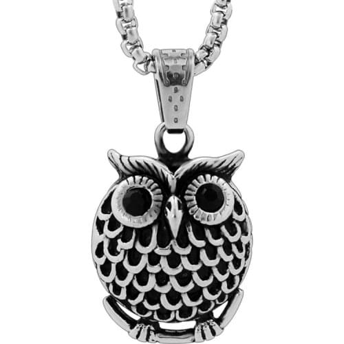 DIY Owl Necklace Pendant Vintage Unisex Cartoon Birds Shape Stainless Steel Manual Polishing Birthday Gifts Accessories Pendant