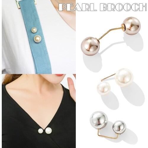 FORSEVEN Harry Styles 3pcs Alloy Brooch Double Imitation Pearls Pin Brooch Set Women Sweater Cardigan Suit Decor