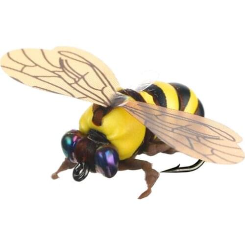 50% Hot Sale 2Pcs/Set 15MM 0.23g Bee Bait Artificial 3D Effect Mini Bionic Bee Fly Bait Insect False Horse Mouth for Outdoor