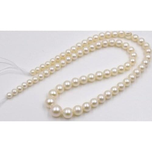 Cultured Pearl Loose Beads,White Gradual Sizing Pearl AA 3-9MM Fine Round Pearl Strand For Necklace,Natural Freshwater Pearl