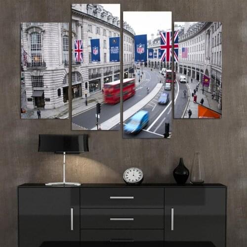 4 Piece Large HD London City Street Top-rated Canvas Print Painting for Living Room Wall Art Picture Home Decor Home Picture