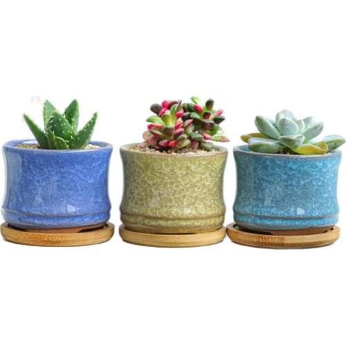 Korean Ins Glaze Ice Crack Color Ceramic Flower Pot Lovely Succulents Green Plants Bonsai Pot Home Balcony Creative Gardening
