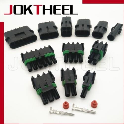 5 sets kit Delphi 1P 2P 3P 4P 6Pin male female Weather Pack 2.5mm type waterproof electrical wire connector plug