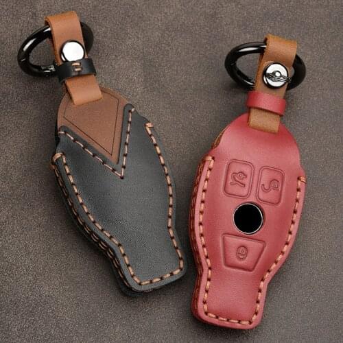 Leather Car Key Cover Case fob For Mercedes Benz A B C R G Class W205 W203 W210 W124 W202 W204 W212 W176 AMG GLC Accessories