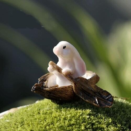 Rabbit Boating Animal Miniature Fairy Garden Home Houses Decoration Mini Craft Micro Landscaping Decor DIY Accessories