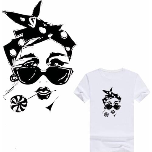 Fashion Sexy Girl Heat Transfer Appliques vinyl Heat Transfer Ironing Stickers DIY T-shirt Decor Patch Stickers Hot Press Badges