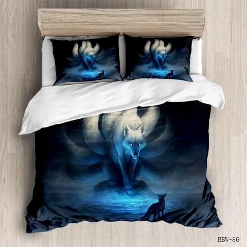 Nine Tailed Fox Three-piece Set 3D Digital Printing Four-piece Set Foreign Trade Beddings Quilt Cover