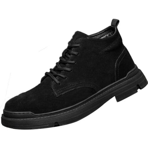 2021 New Mens Martin Boots Casual Retro All-match Tooling Boots Wear-resistant Mens Shoes Commuter Waterproof Leather