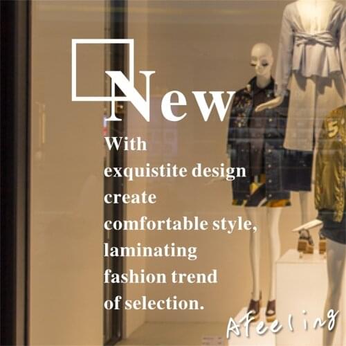 NEW Fashion Creative English Trend Clothing Store Decoration Shopwindow Glass Door Stickers Bags shoe shop Wall Decals Sticke