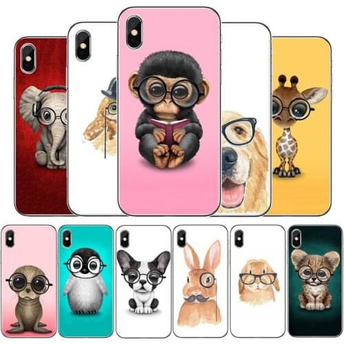 Spectacle animal Transparent phone case For iphone 12 11Pro Max 11 XR XS Max X 8 7 6 6S Plus 5 5S SE 2020 Back Cover Shell