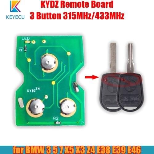 KEYECU Remote Control Board 3 Button 433MHz for Old BMW 3 5 7 X5 X3 Z4 E38 E39 E46 With Battery KYDZ