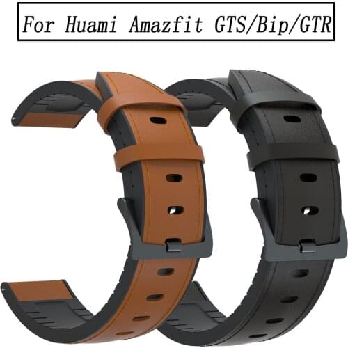 20mm Watch Strap For Huami Amazfit GTS / GTR 42mm Genuine Leather Band Silicone Bracelet Watchband amazfit bip ремешок