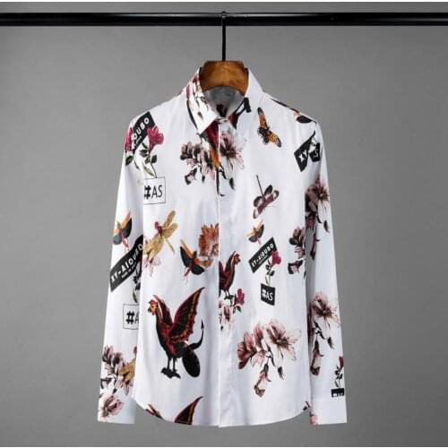 Minglu Digital Printing Mens Shirts Luxury Phoenix Long Sleeve Mens Dress Shirts Plus Size 4xl Fashion Slim Fit Male Shirts