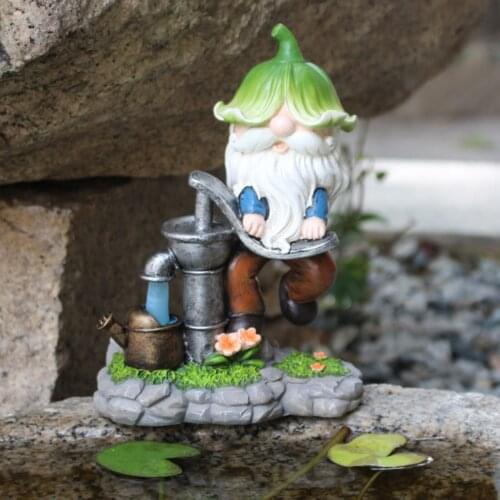 Garden Gnome Statue - Resin Old Man Fetching Water Figurine,Outdoor Decorations for Patio Yard Lawn Porch, Ornament