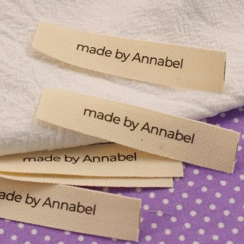 Sewing Labels, Personalized Brand, Custom Logo, Cotton Tags, Handmade, White Fabric, Business Name, 12mm x 60mm (MD5170)