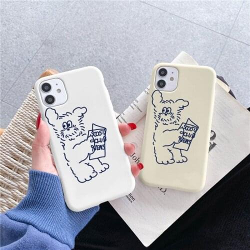 Ins Line Dog Cute Animal Phone Case Cartoon Cover For iPhone 12 11 Pro Max Mini SE 2020 5 6S 8 7 Plus X XS Max XR Silicone Funda