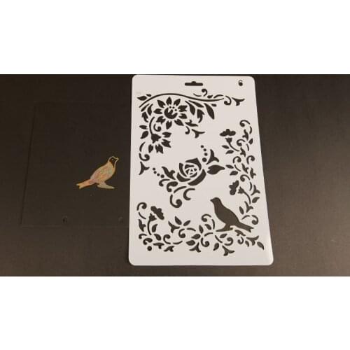 Flower bird Layering Stencils for Diy scrapbook/photo album Decorative Embossing coloring,painting stencil,home decor