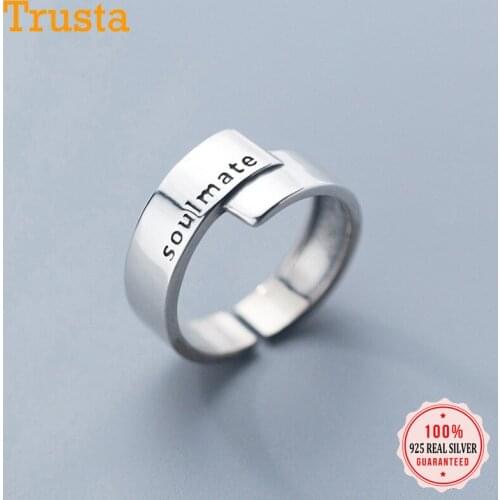 Trustdavis Fashion Genuine 925 Sterling Silver English Letters Open Finger Ring For Women Sterling Silver Jewelry Gift DS2257