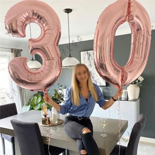 2pcs 32inch Number Balloons Rose Gold Digit Figure Aluminum Foil Balloon 18 30 Child Adult Birthday Wedding Decor Party Supplies