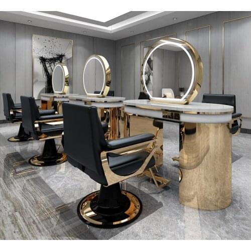 Special ironing and dyeing mirror stand, stainless steel haircut mirror, hair salon and simple cabinet