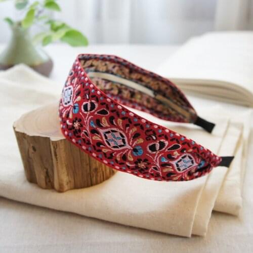 2020 Bohemian Women Embroidered Hairband Hair Head Hoop Simple Sweet Girls Hair Headband Black,Red,Blue Hiar Accessories