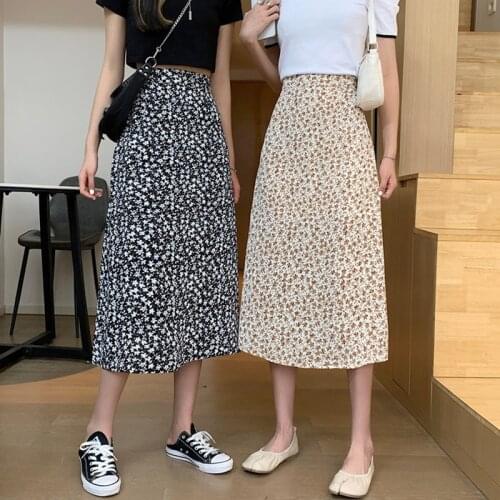 Womens Skirt Vintage Clothes Long Skirts White Harajuku Summer High Waist Streetwear 2021 Fashion flowy Spring Elastic Chiffon