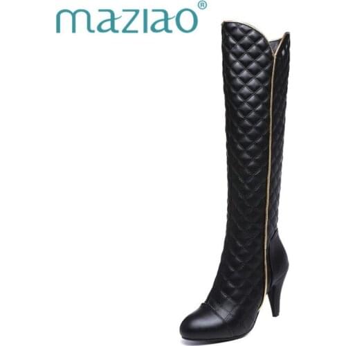 MAZIAO Plus Size 44 Brand Designers Long Boots Women Fashion Soft Leather Womens Knee High Boots Winter Red White Shoes Women