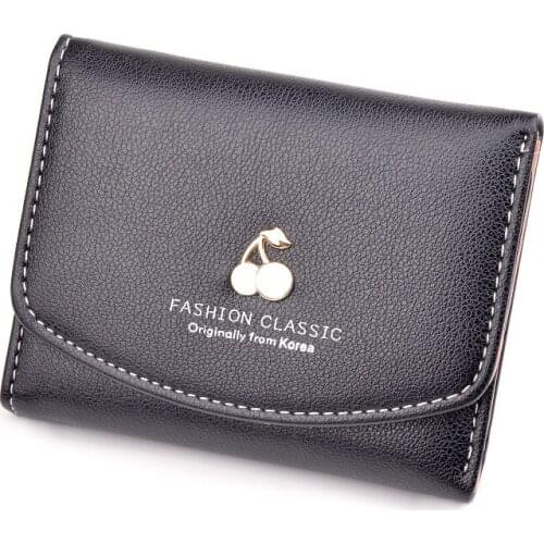Womens wallet female short paragraph cover wallet fashion new cherry multi-function folding wallet purse