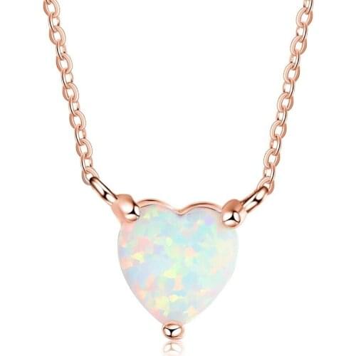 Heart Love Pendant Luxury White Opal Choker Necklaces Gold Chain Necklace Women Korea Jewellery Valentines Day Gift