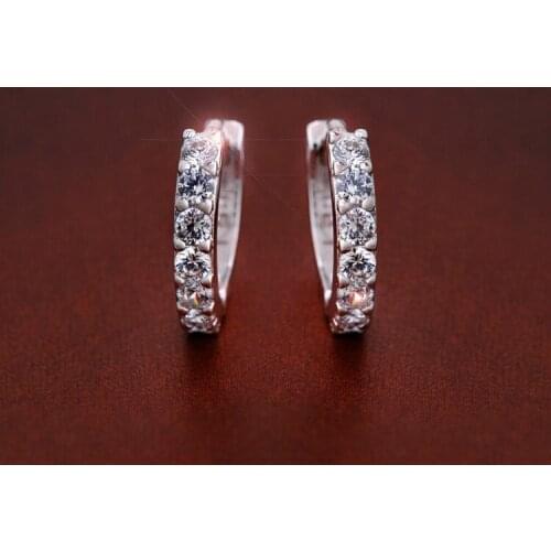 1 Pair Silvering Plated Earrings Small Round Rhinestones Hoop Earrings Womens Hot Fashion Jewelry Gifts Free Shipping