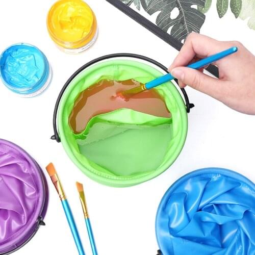 1pcs High Capacity Foldable Canvas Painting Brush Washing Bucket Wash Pen Barrel Student Drawing Brush Washer For Art Stationery