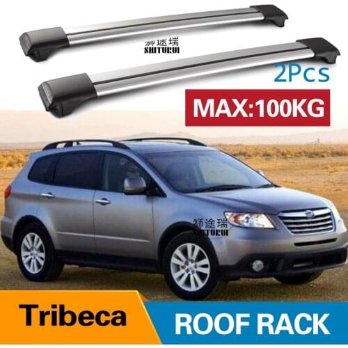2Pcs Roof bars For SUBARU Tribeca 2008+ Aluminum Alloy Side Bars Cross Rails Roof Rack Luggage CUV SUV LED