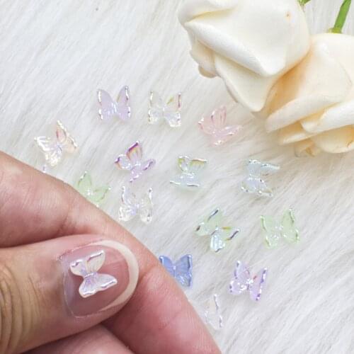 20pcs small shiny AB resin 3D butterfly nail art decorations DIY Manicure Charms rhinestone jewelry accessories