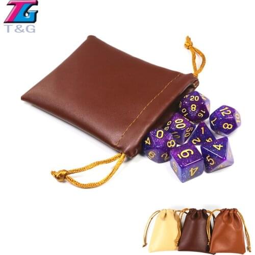3pcs PU Leather Dice Bags Coin Bag for Packing Gift 3 Colors for Choose Desktop Game Holds Over 1-2 Sets