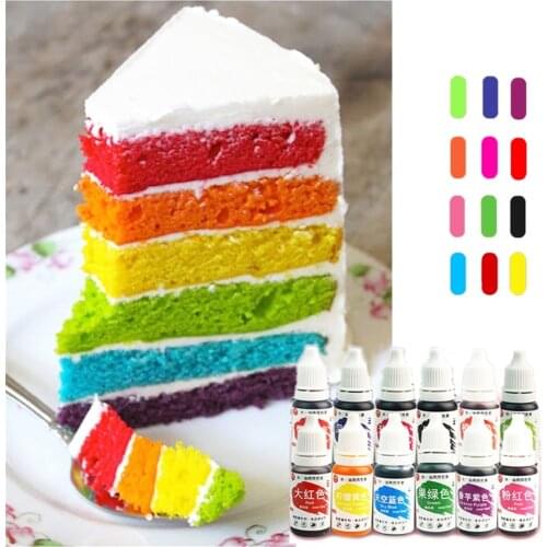 4/6/12 Bottles10ml Food Coloring Liquid Dye Pigment Baking Fondant Cooking Icing Colorant Kit Edible Color Coloring Ingredients