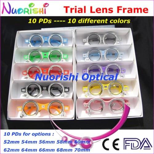 XD05 5pcs a lot Colorful Fixed PD Distance Optometry Trial Lens Frame 10 Different Colors Lowest Shipping Costs