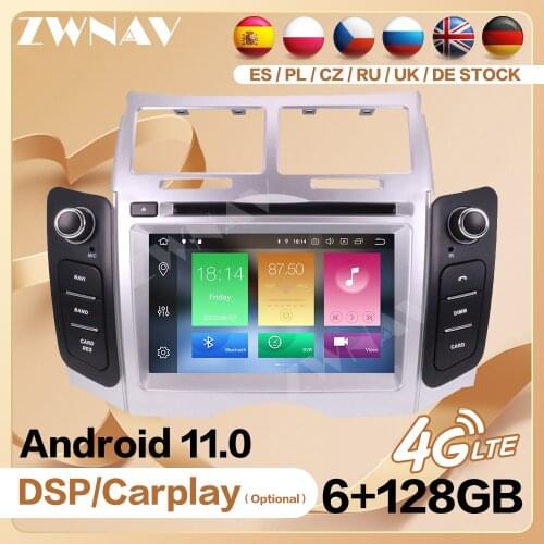 6+128G Carplay 2 Din Radio Receiver For TOYOTA YARIS 2005 2006 2007-2011 Android Player Video GPS Head Unit Auto Audio Stereo