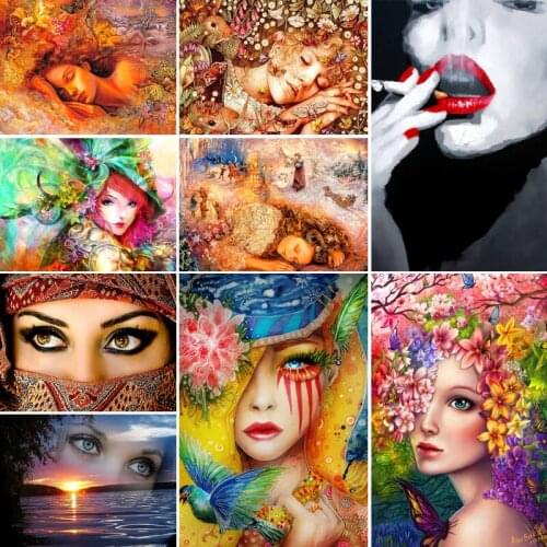 30x40x50x60x70 diamond painting 5D Full Square embroidery mosaic Cross Stitch Woman flowers DIY Christmas home Decoration gift