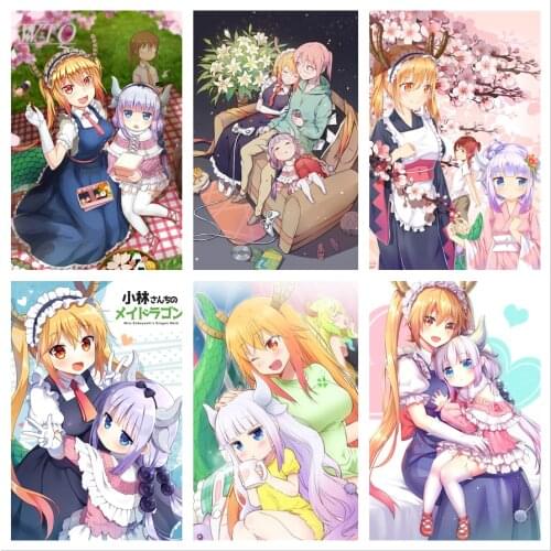Anime Posters Miss Kobayashis Dragon Maid Thor/Conna/Kobayashi Canvas Painting Poster Wall Art Photos for Childrens Room Decor