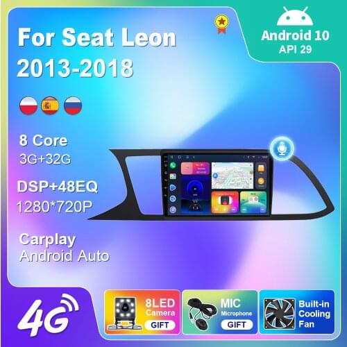 Car radio For Seat Leon 2013-2018 Navigation GPS Android 10 Car Accessories Multimidia Stereo Player DSP WIFI No 2din Tools CD