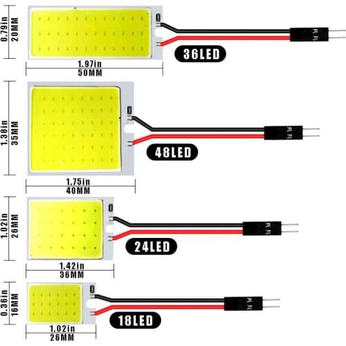 2pcs White T10 W5W Cob 24SMD 36SMD 48SMD Car Led Auto Interior Reading Bulbs Trunk Light Dome Festoon Door Vehicle Panel Lamps
