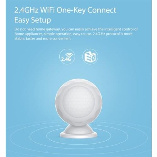 Wireless smart White WiFi PIR Motion Sensor Detector Home Alarm System with Magnet Bracket